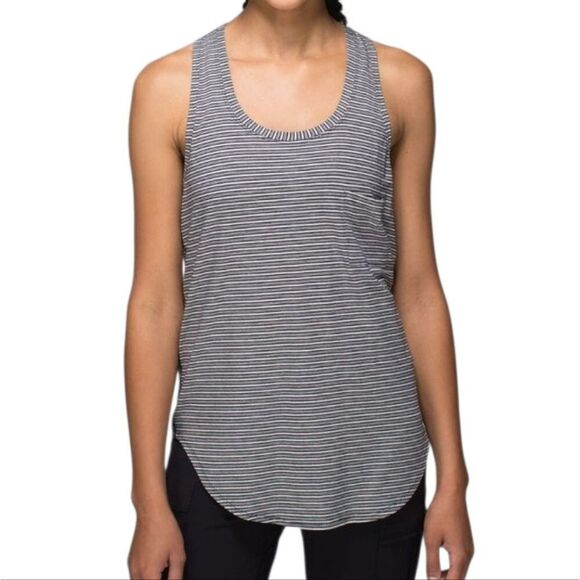 Lululemon Yogi Racerback - Pin Stripe Heathered Inkwell/Mojave Tan - Picture 1 of 7